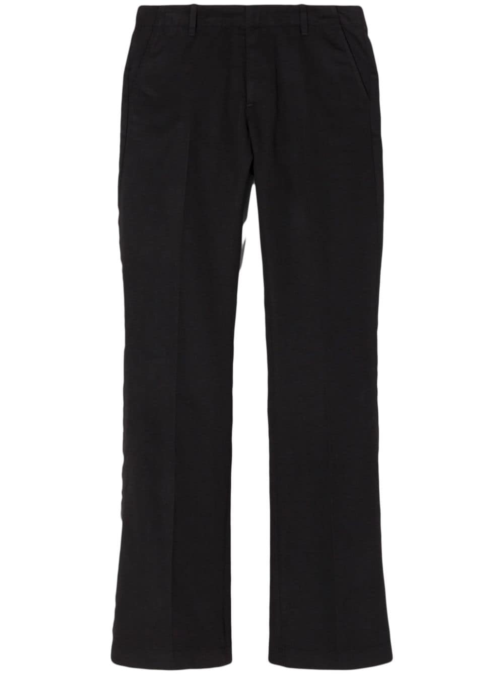 RE/DONE pressed-crease cotton-blend flared trousers - Black von RE/DONE