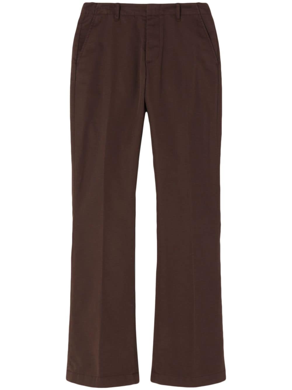 RE/DONE pressed-crease cotton-blend flared trousers - Brown von RE/DONE