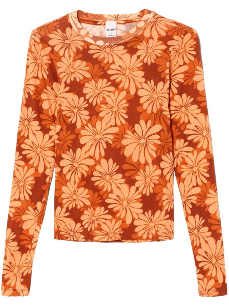 RE/DONE sheer long-sleeve T-shirt - Orange von RE/DONE