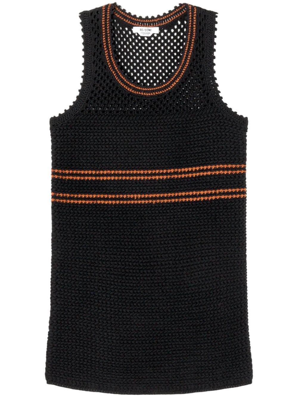 RE/DONE striped crochet mesh dress - Black von RE/DONE