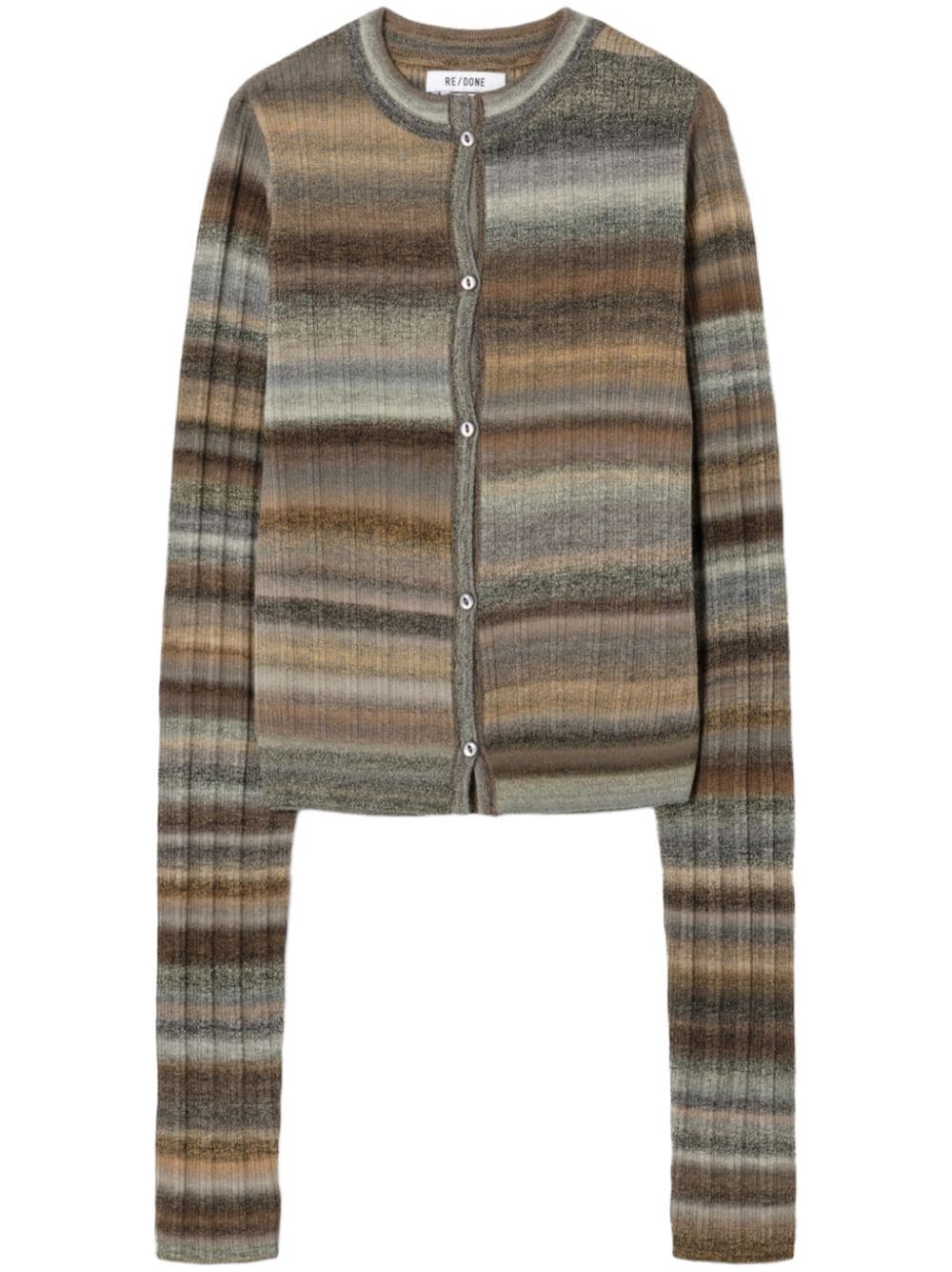 RE/DONE striped ribbed-knit wool cardigan - Brown von RE/DONE
