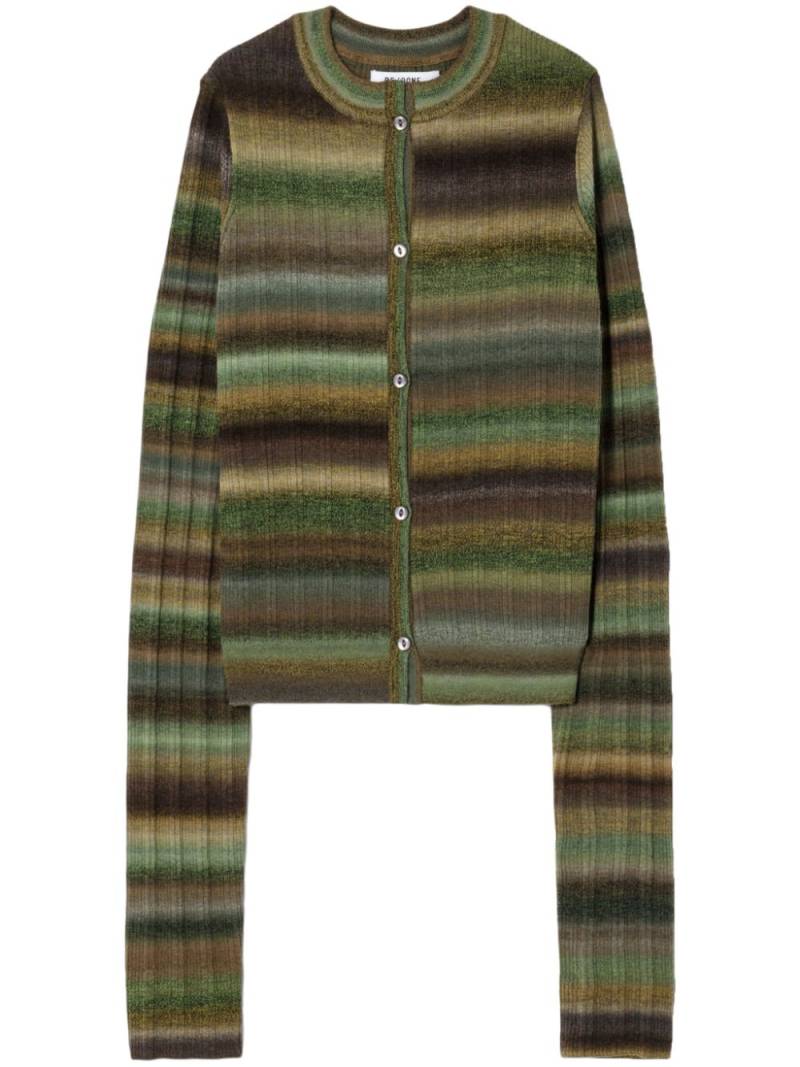 RE/DONE striped ribbed knit wool cardigan - Green von RE/DONE