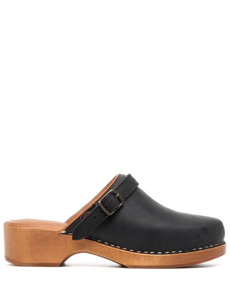 RE/DONE wooden-platform leather clogs - Black von RE/DONE