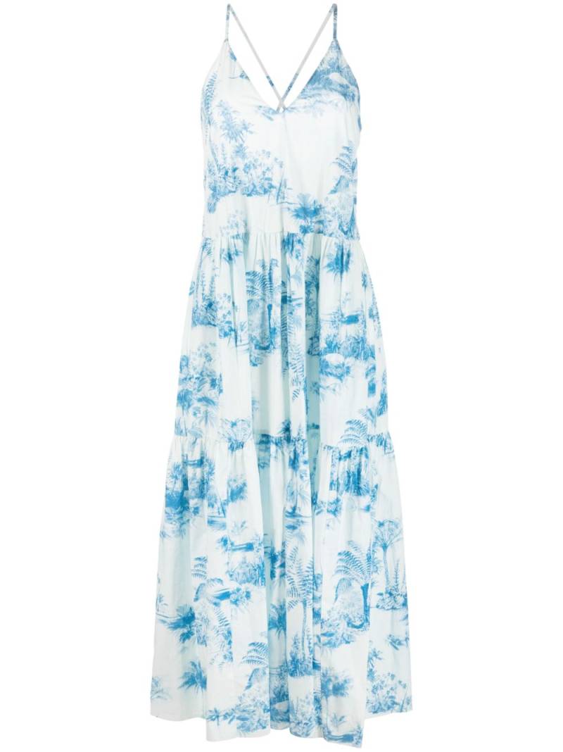 RED Valentino Toile de Jouy-print midi dress - White von RED Valentino