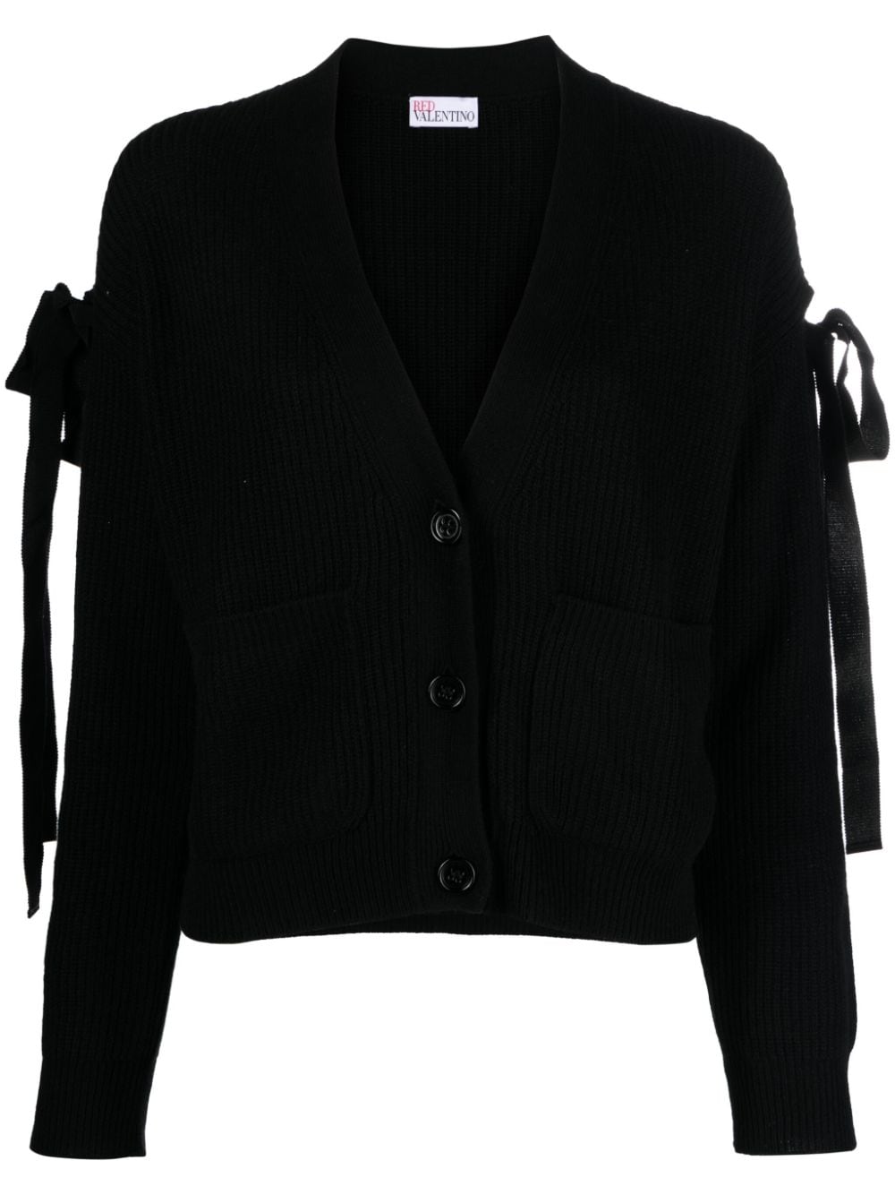 RED Valentino bow-embellished V-neck cardigan - Black von RED Valentino