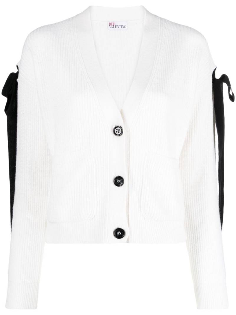 RED Valentino bow-embellished V-neck cardigan - White von RED Valentino