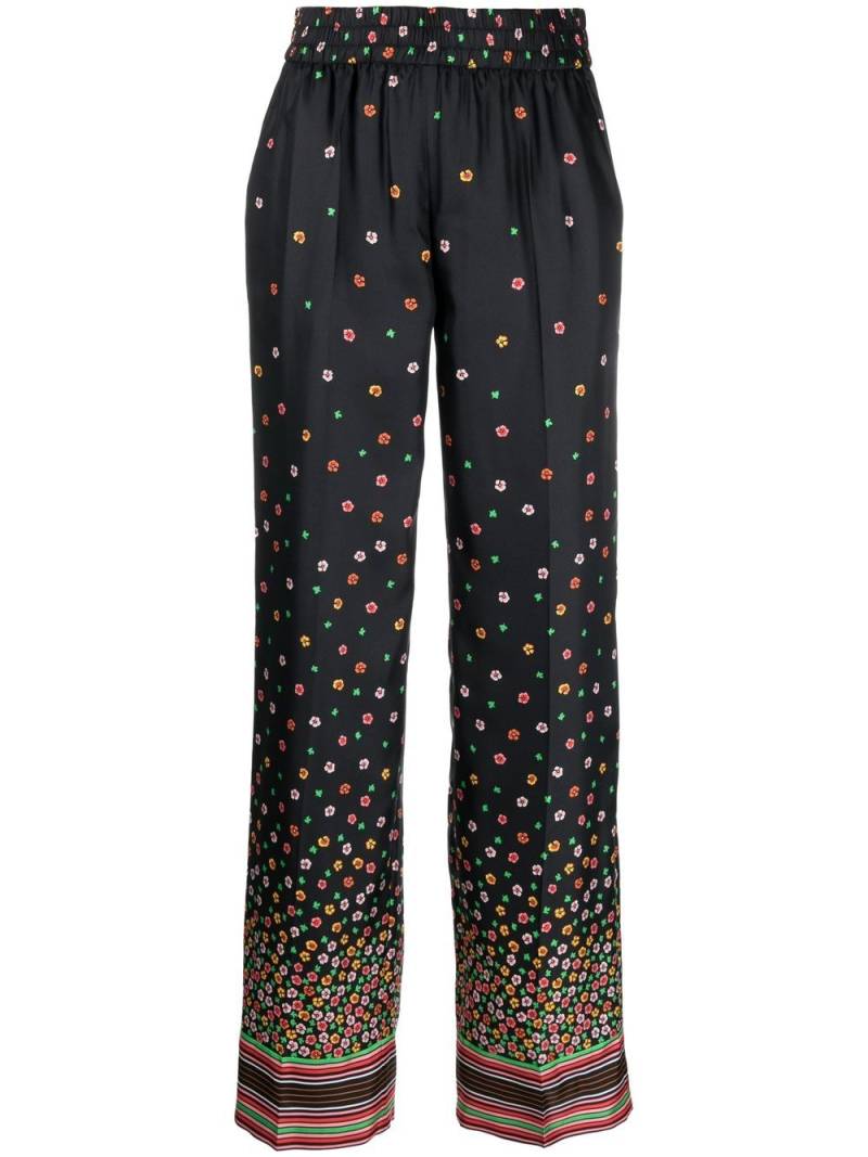 RED Valentino floral-print silk trousers - Black von RED Valentino