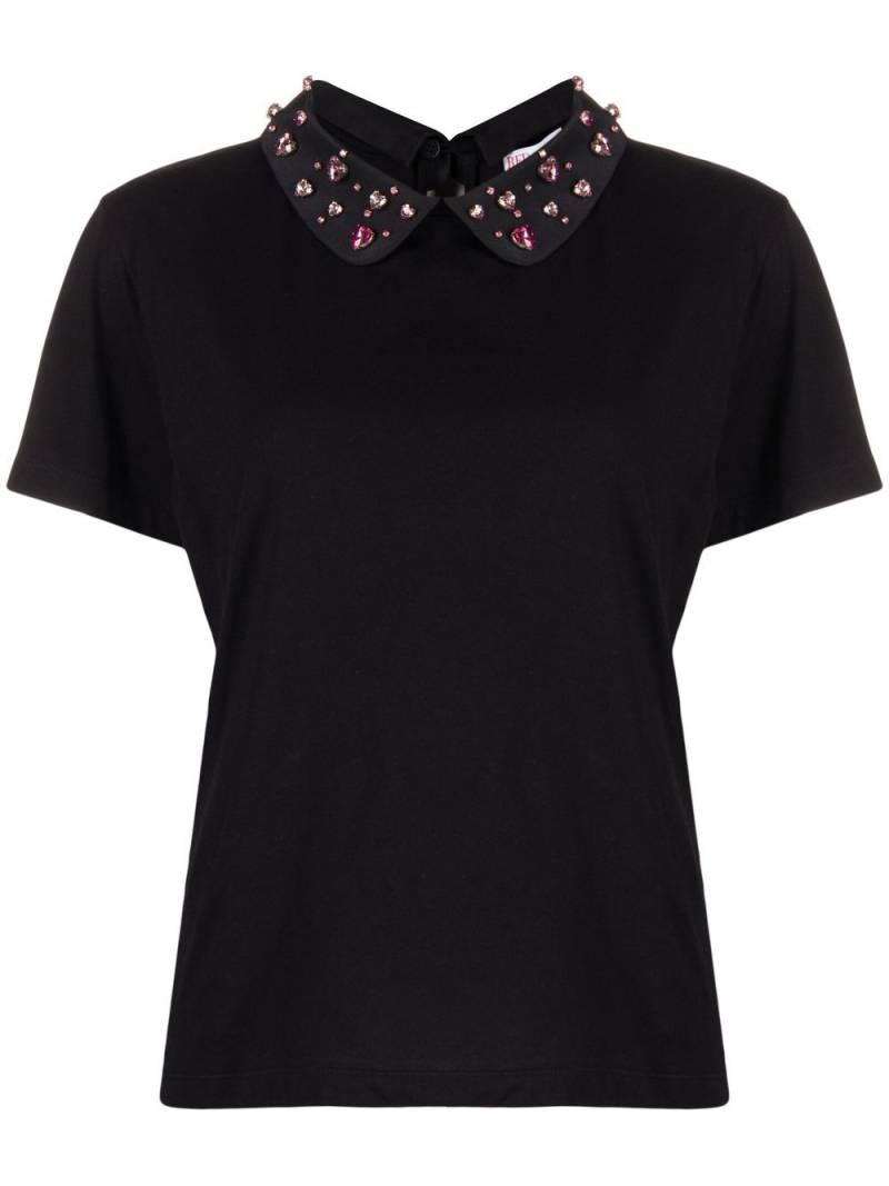 RED Valentino gem-embellishment contrasting collar T-shirt - Black von RED Valentino