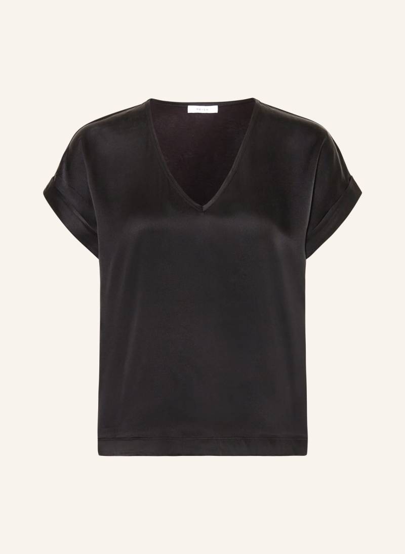 Reiss Blusenshirt Im Materialmix Mit Seide schwarz von REISS