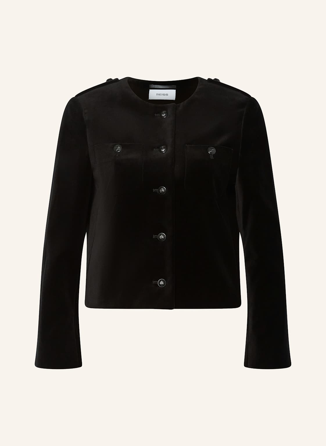 Reiss Cropped-Blazer Aus Samt schwarz Reiss Cropped-Blazer Aus Samt schwarz von REISS