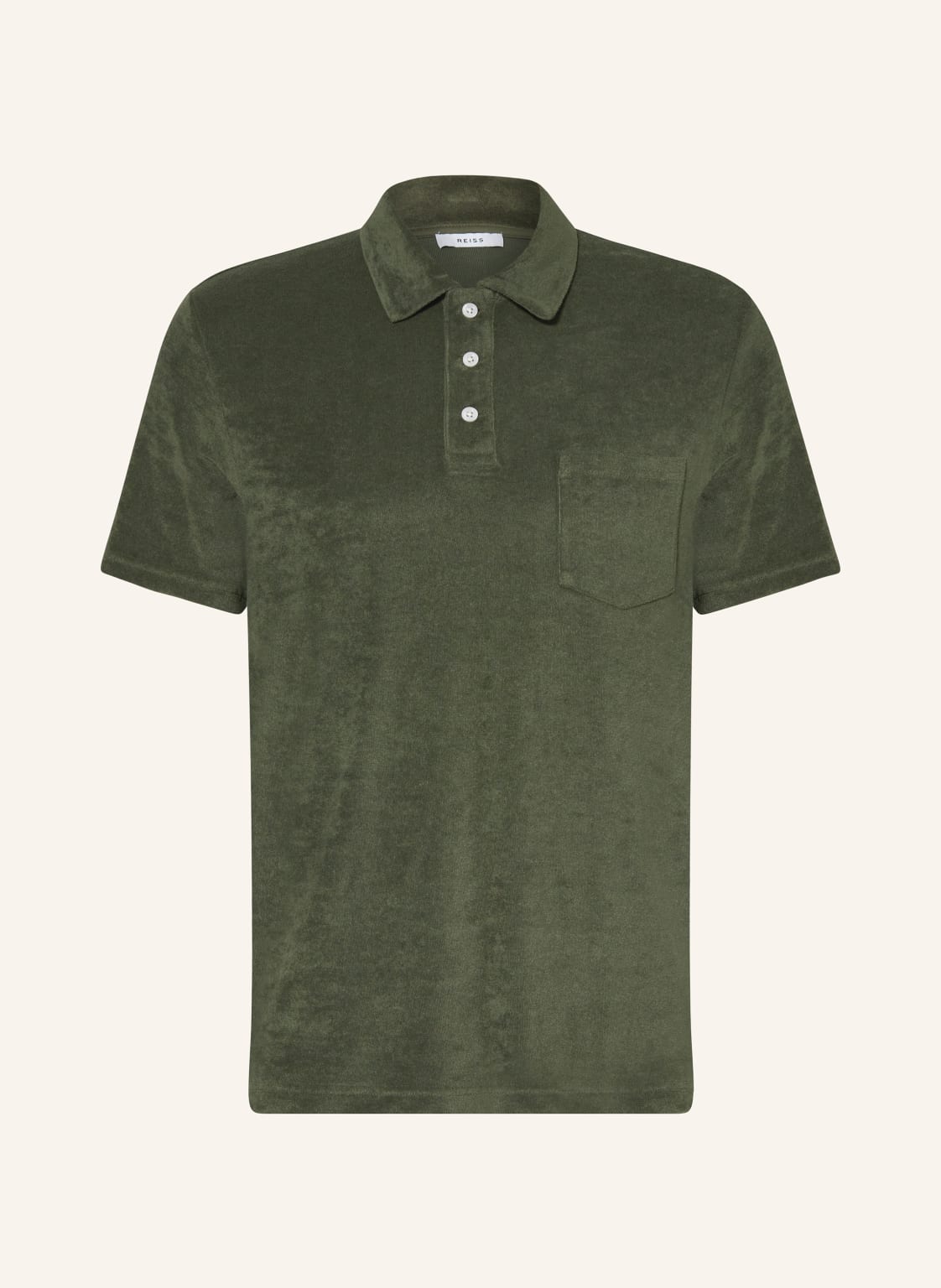 Reiss Frottee-Poloshirt Rainer gruen