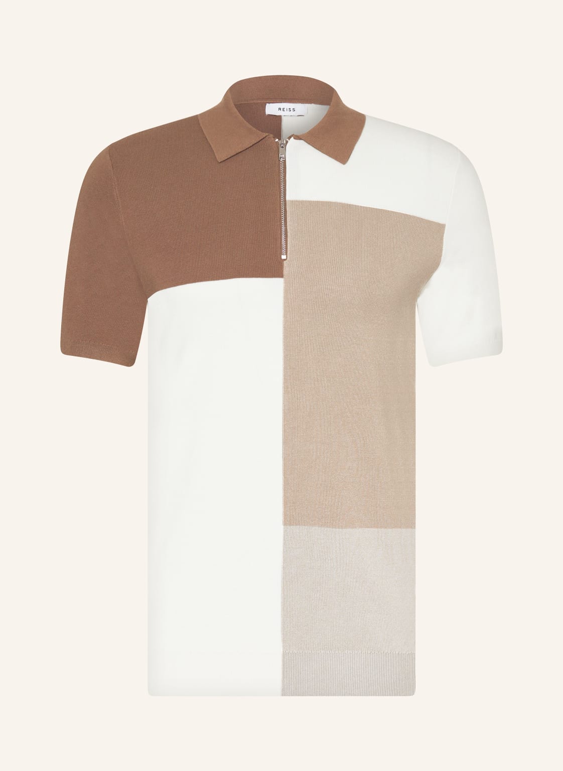 Reiss Strick-Poloshirt Delta braun von REISS