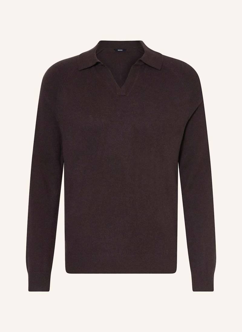 Reiss Strick-Poloshirt Grange braun von REISS