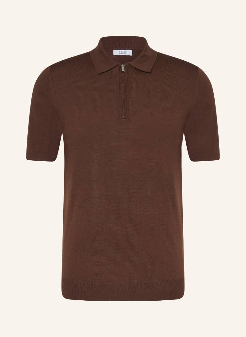 Reiss Strick-Poloshirt Maxwell braun von REISS