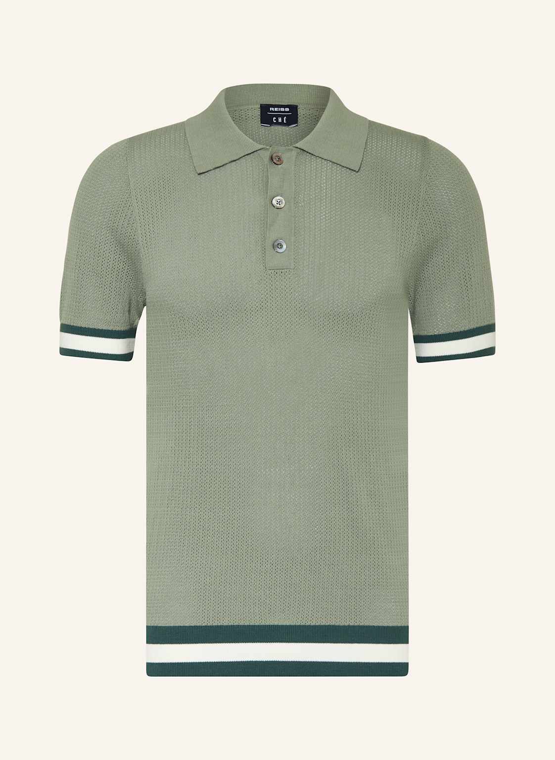 Reiss Strick-Poloshirt Quinn gruen von REISS