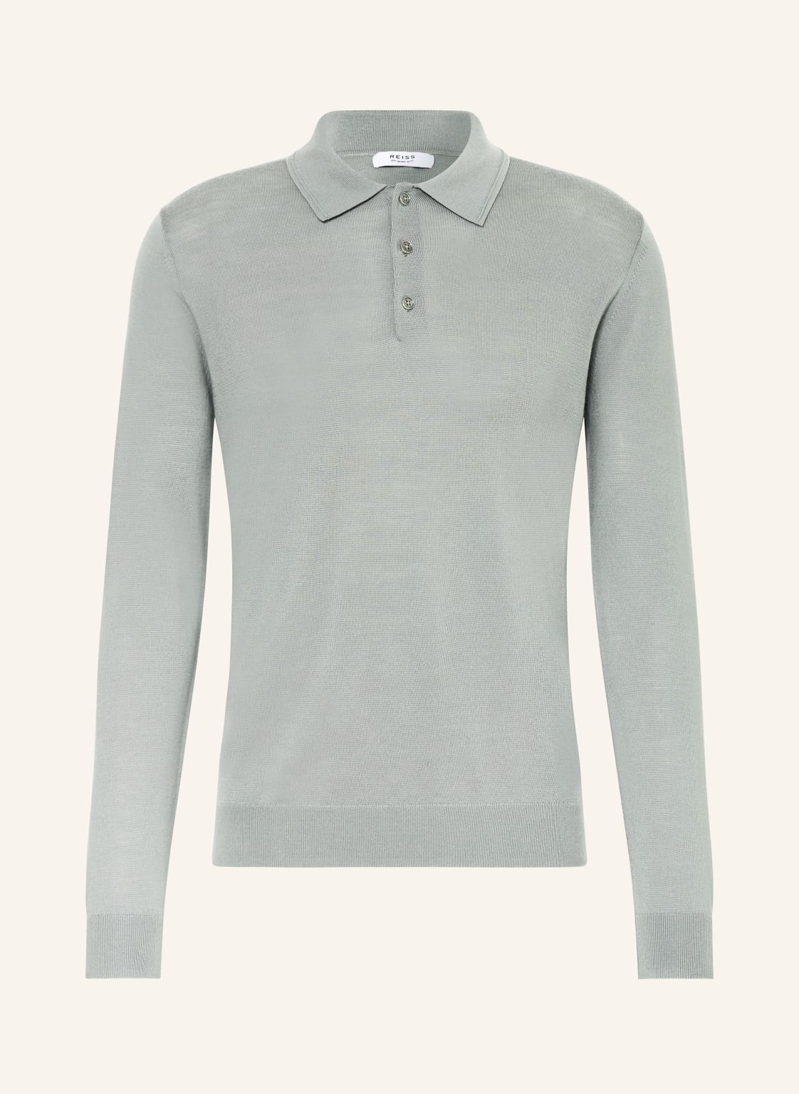 Reiss Strick-Poloshirt Trafford Aus Merinowolle gruen von REISS