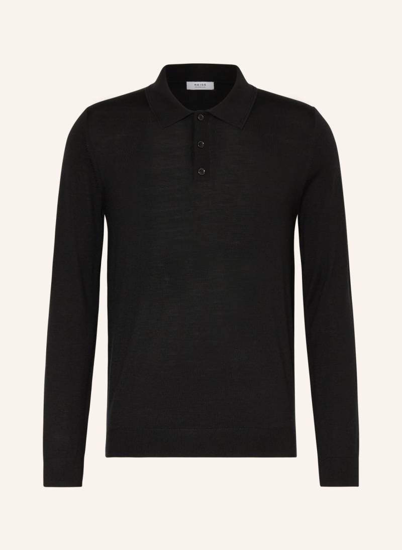 Reiss Strick-Poloshirt Trafford Aus Merinowolle schwarz von REISS