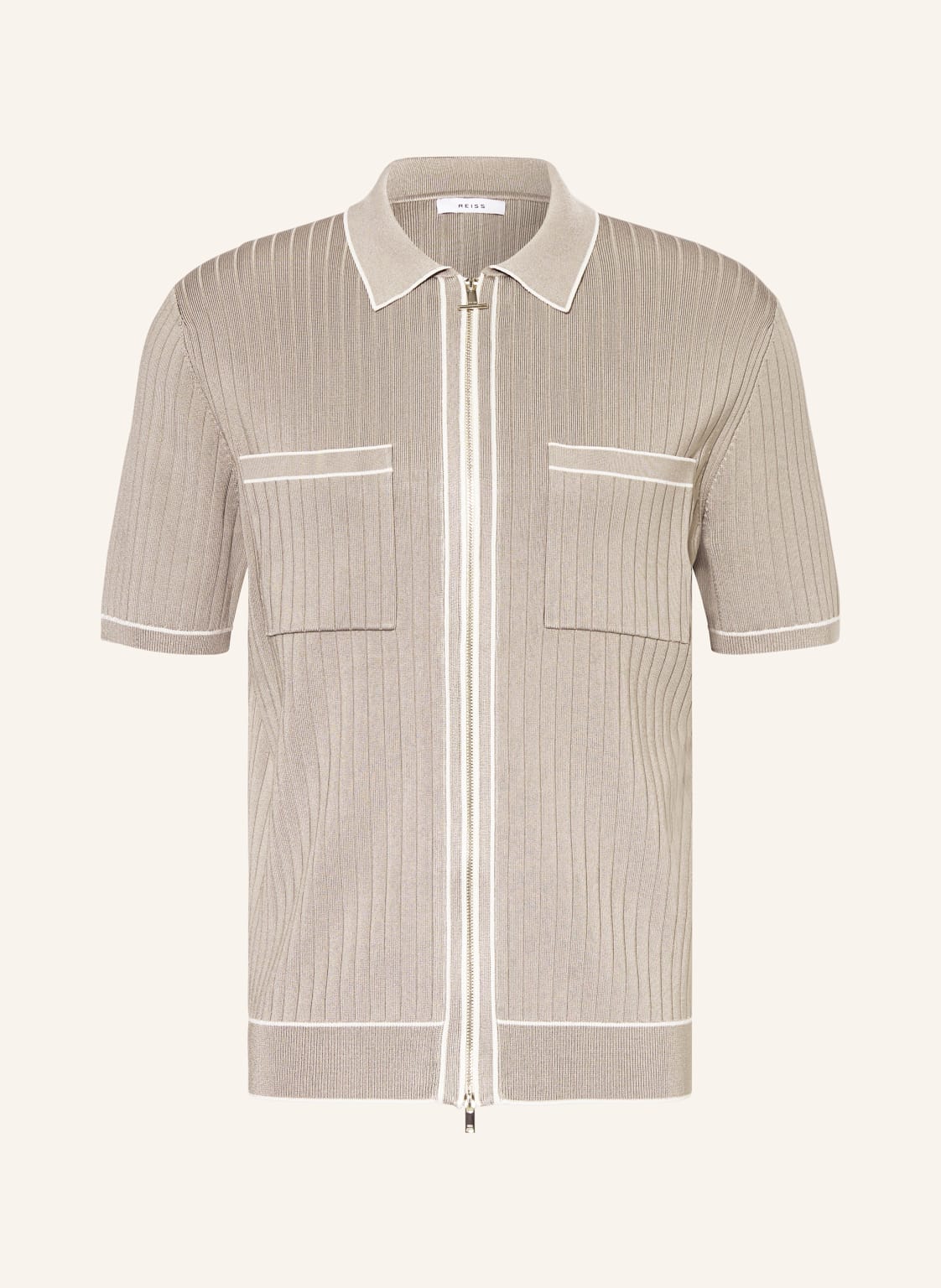 Reiss Strickhemd Christophe Slim Fit beige Reiss Strickhemd Christophe Slim Fit beige von REISS