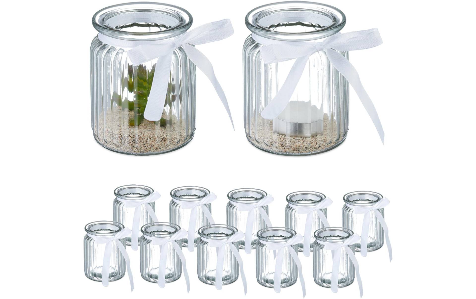 relaxdays Teelichthalter »45421 cm, Glas, 12 Stück«, (12 St.) von RELAXDAYS