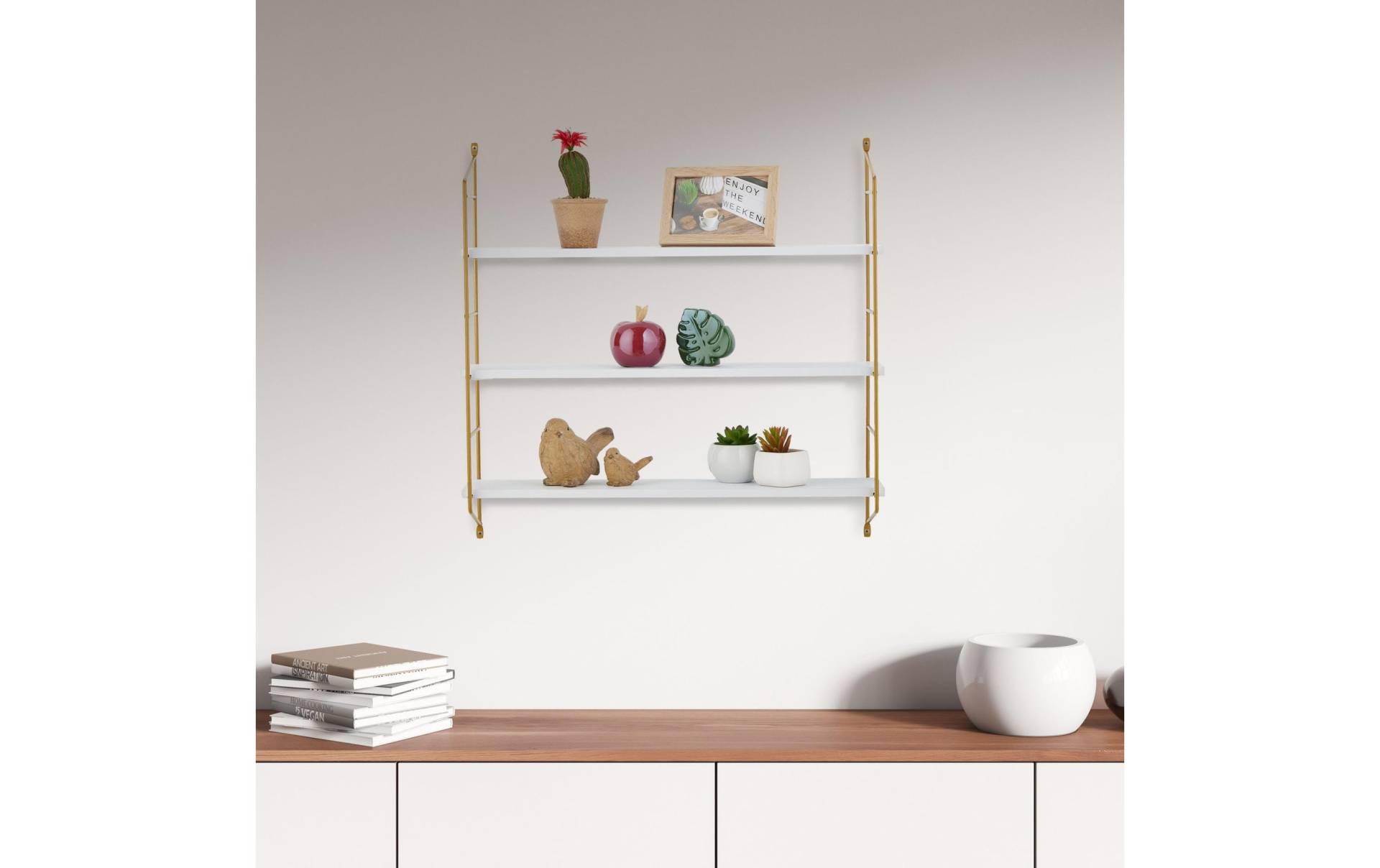 relaxdays Wandregal »mit 3 Ablagen 60 cm, Weiss/Goldfarben« relaxdays Wandregal »mit 3 Ablagen 60 cm, Weiss/Goldfarben« von RELAXDAYS