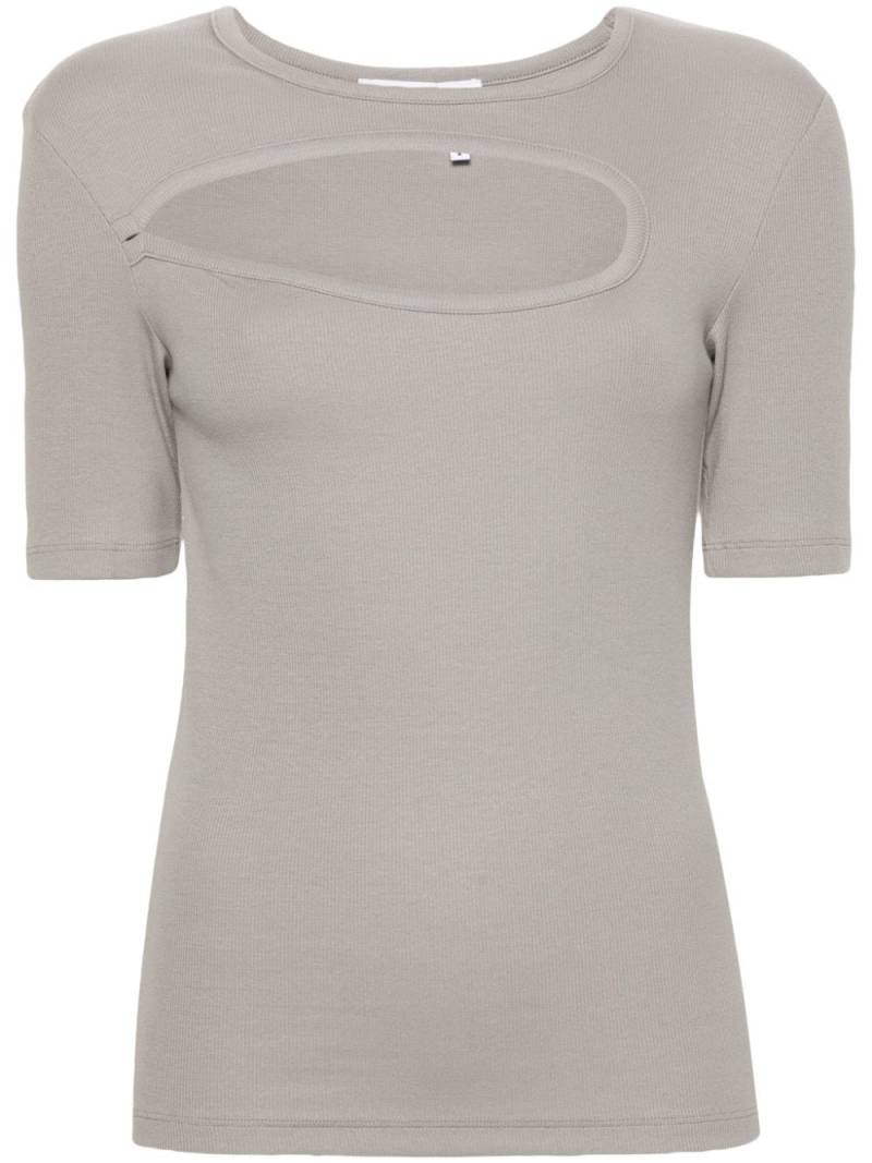 REMAIN Dot cut-out ribbed-knit top - Grey von REMAIN