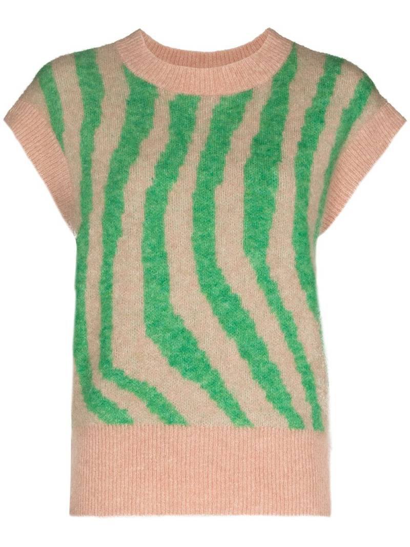 REMAIN Vestia zebra-print knitted vest - Green von REMAIN