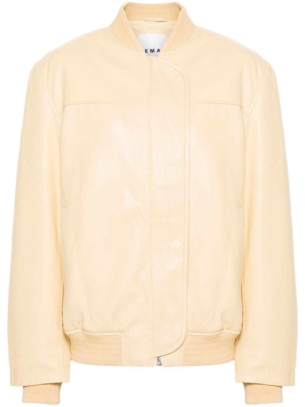 REMAIN baseball-collar leather bomber jacket - Neutrals von REMAIN