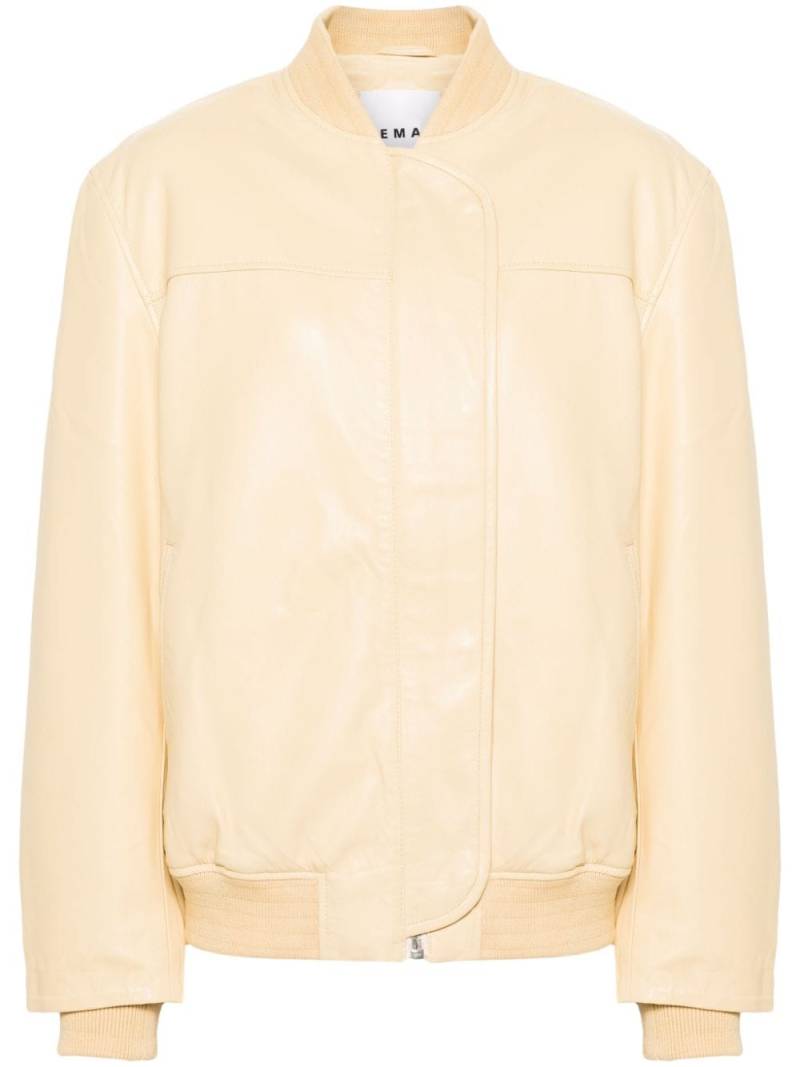 REMAIN baseball-collar leather bomber jacket - Neutrals von REMAIN