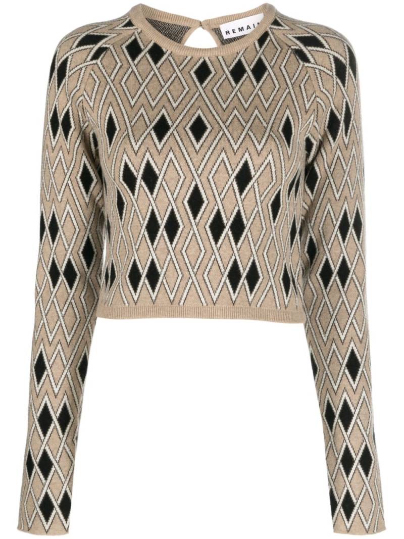 REMAIN geometric-pattern cropped jumper - Neutrals von REMAIN