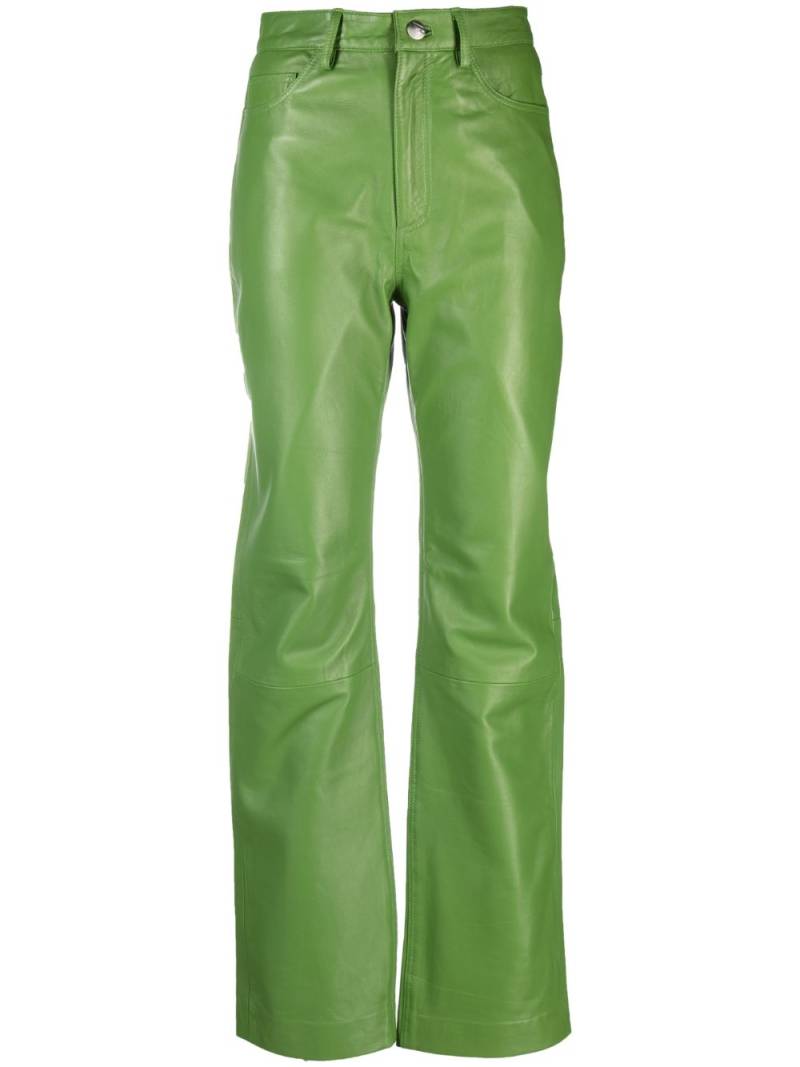 REMAIN high-waist leather trousers - Green von REMAIN