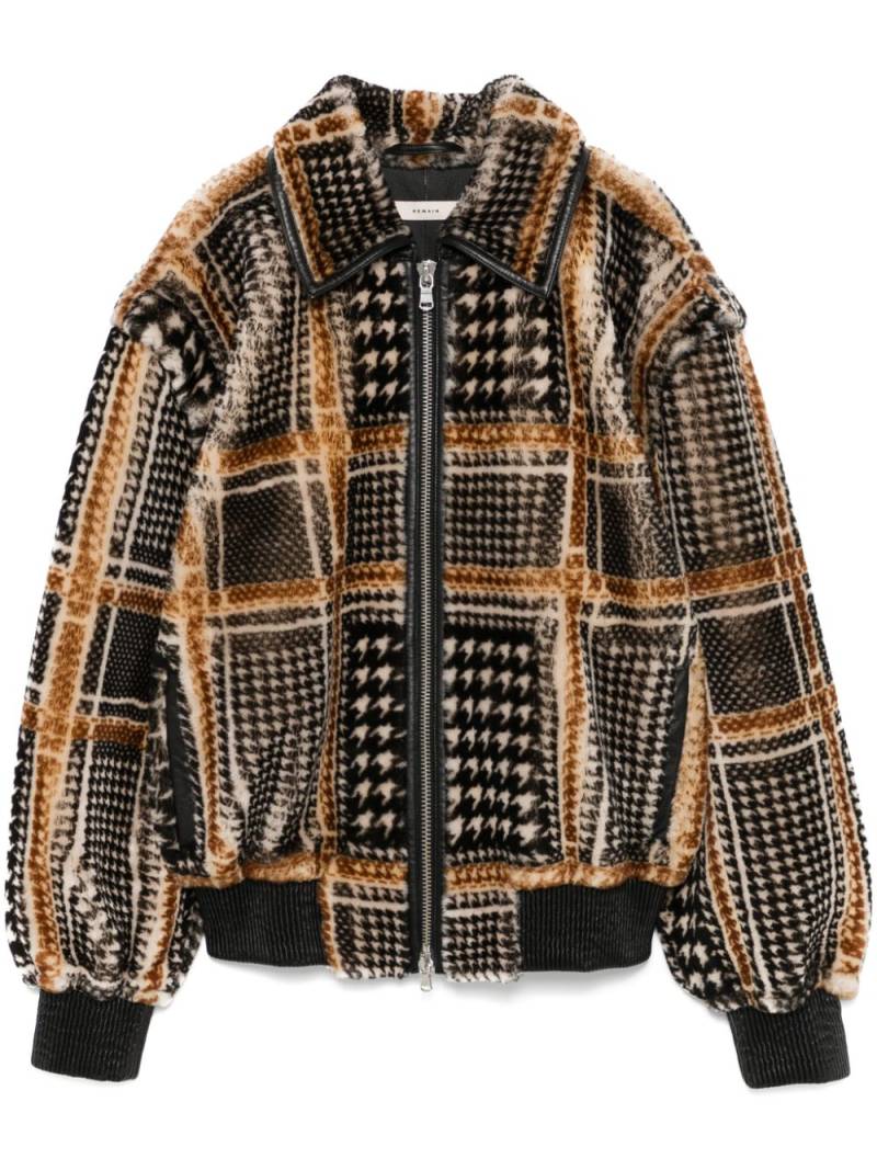 REMAIN houndstooth shearling jacket - Brown von REMAIN