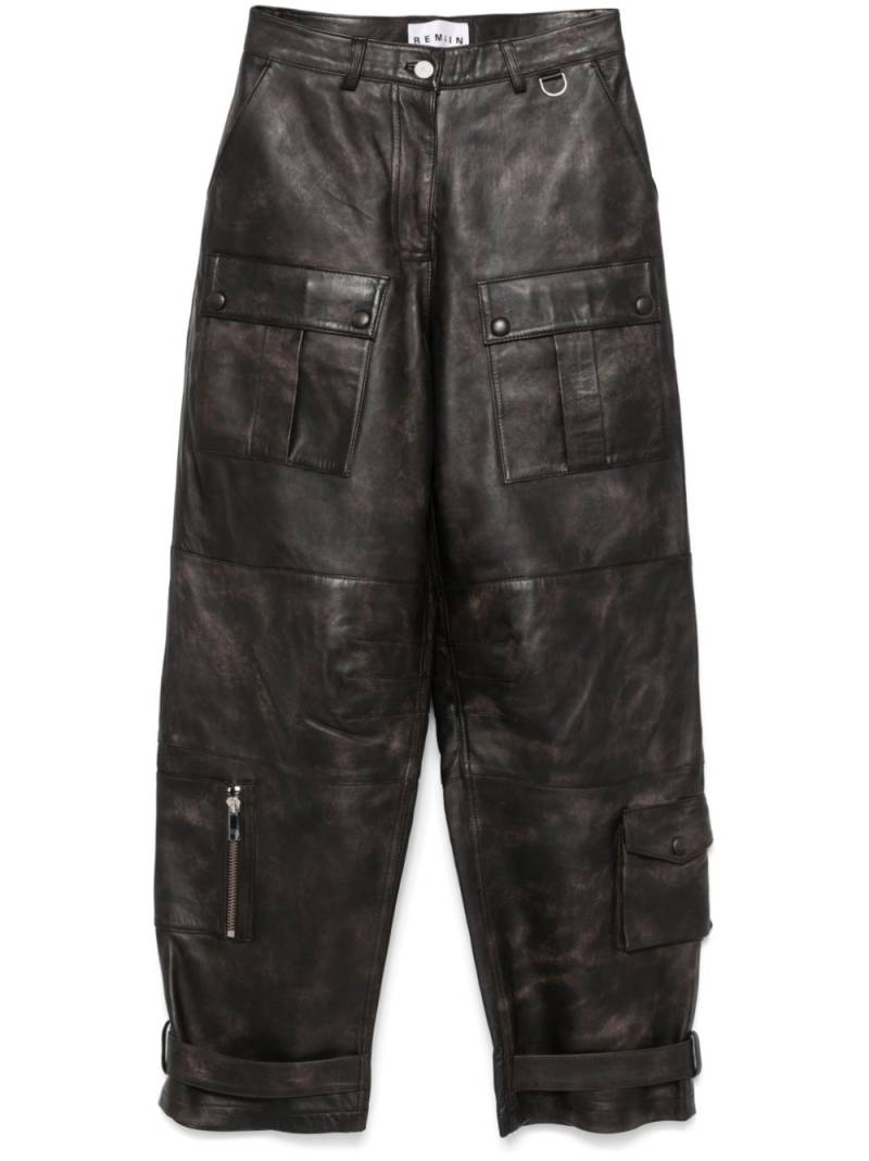 REMAIN leather cargo pants - Brown von REMAIN