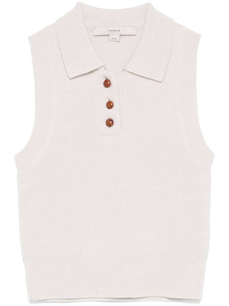 REMAIN merino wool polo top - Neutrals von REMAIN