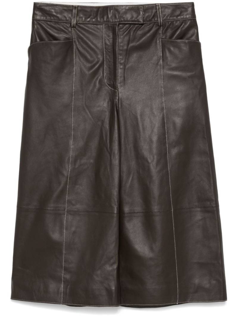 REMAIN short leather trousers - Brown von REMAIN