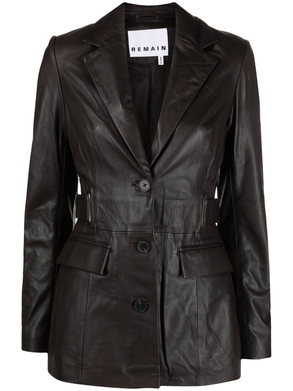 REMAIN single-breasted leather blazer - Brown von REMAIN