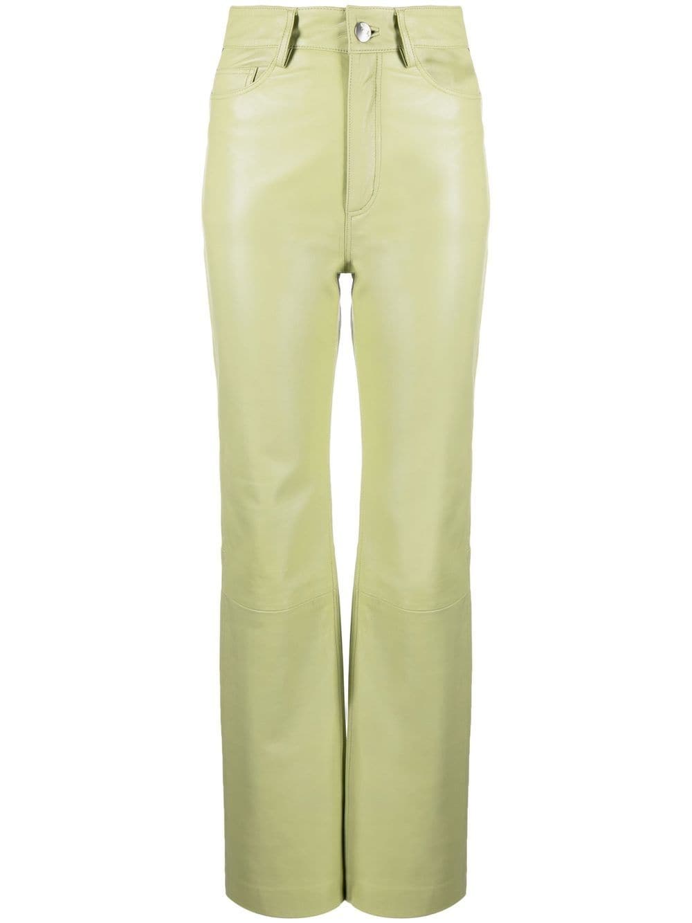 REMAIN straight-leg leather trousers - Green von REMAIN