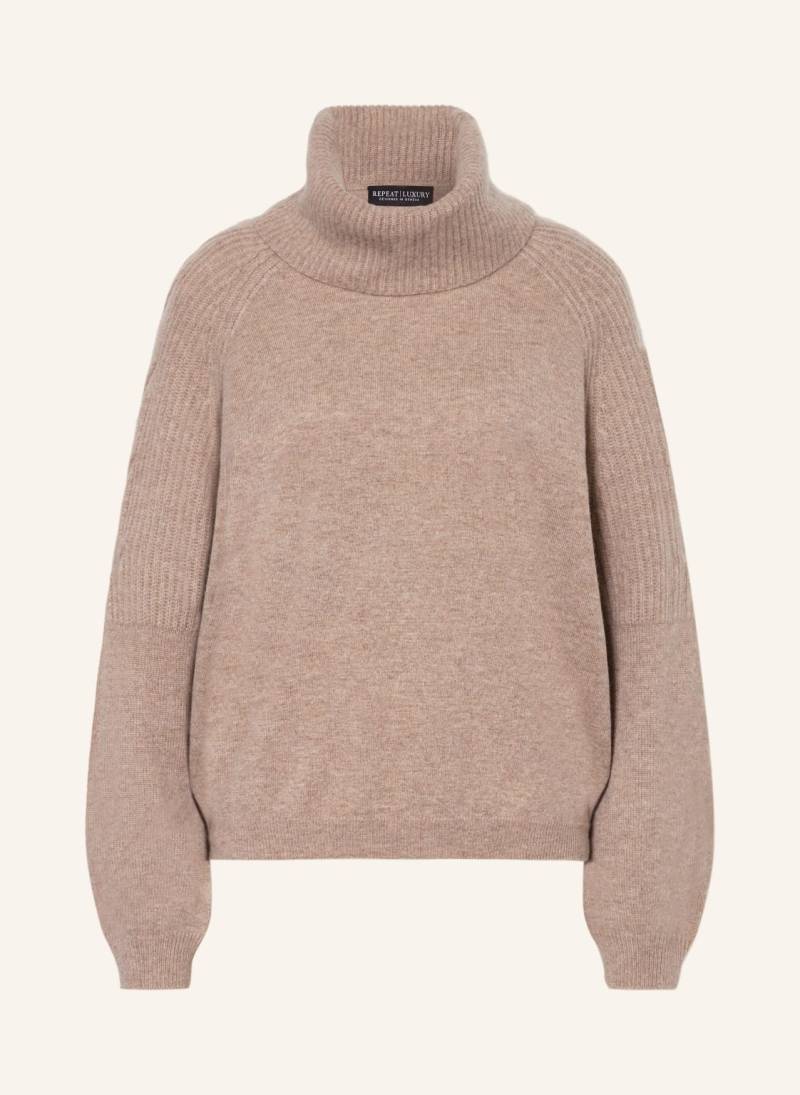 Repeat Rollkragenpullover Aus Cashmere beige von REPEAT