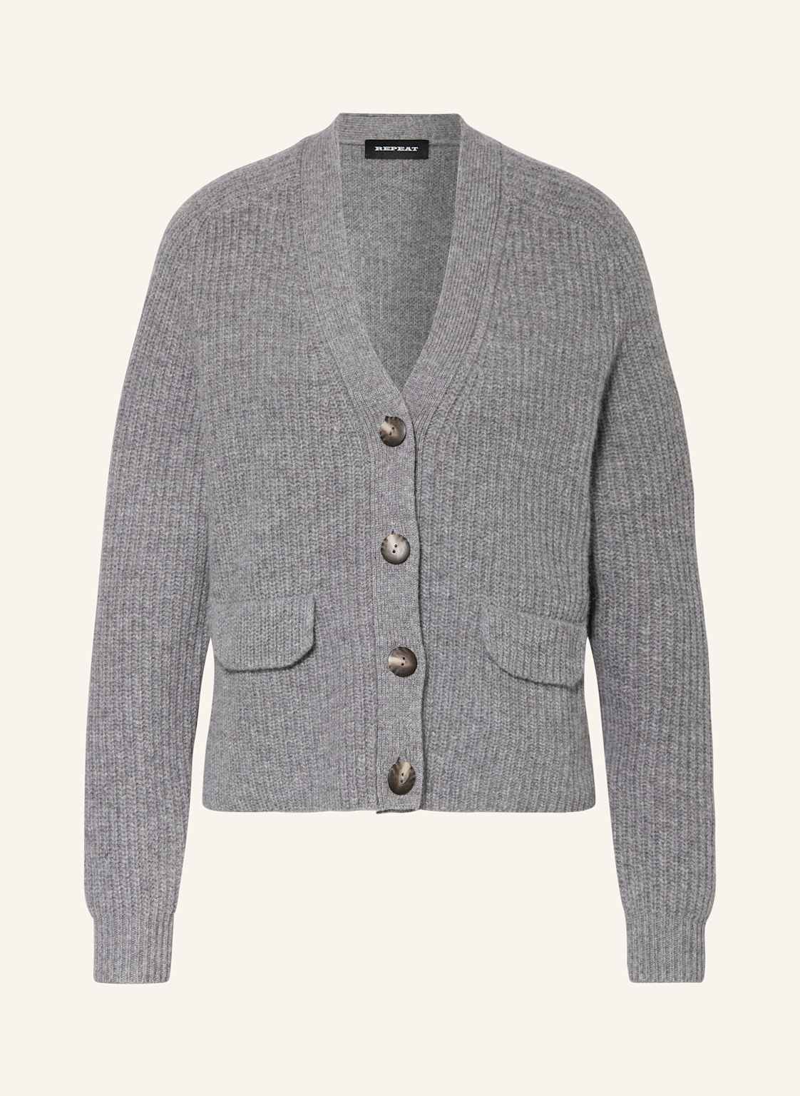 Repeat Strickjacke Aus Merinowolle grau von REPEAT