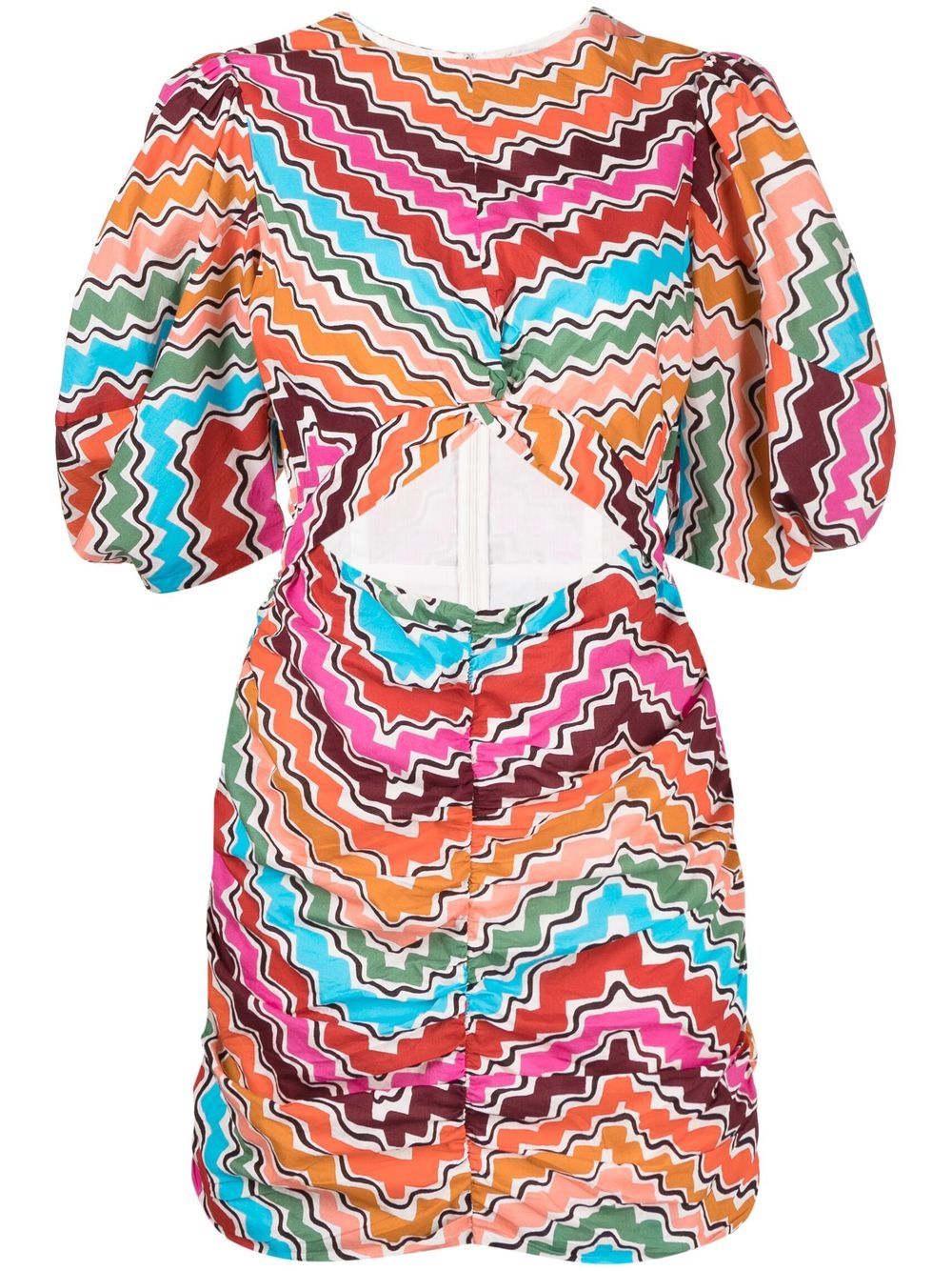 RHODE Isla patterned puff-sleeve blouse - Orange von RHODE