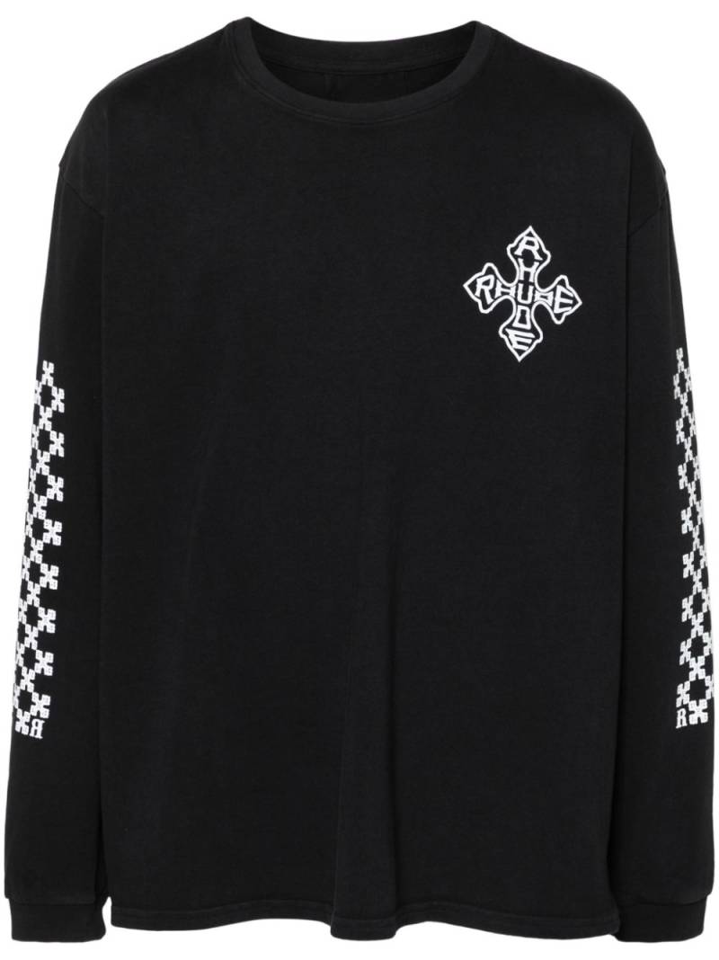 RHUDE Cross-print cotton sweatshirt - Black von RHUDE