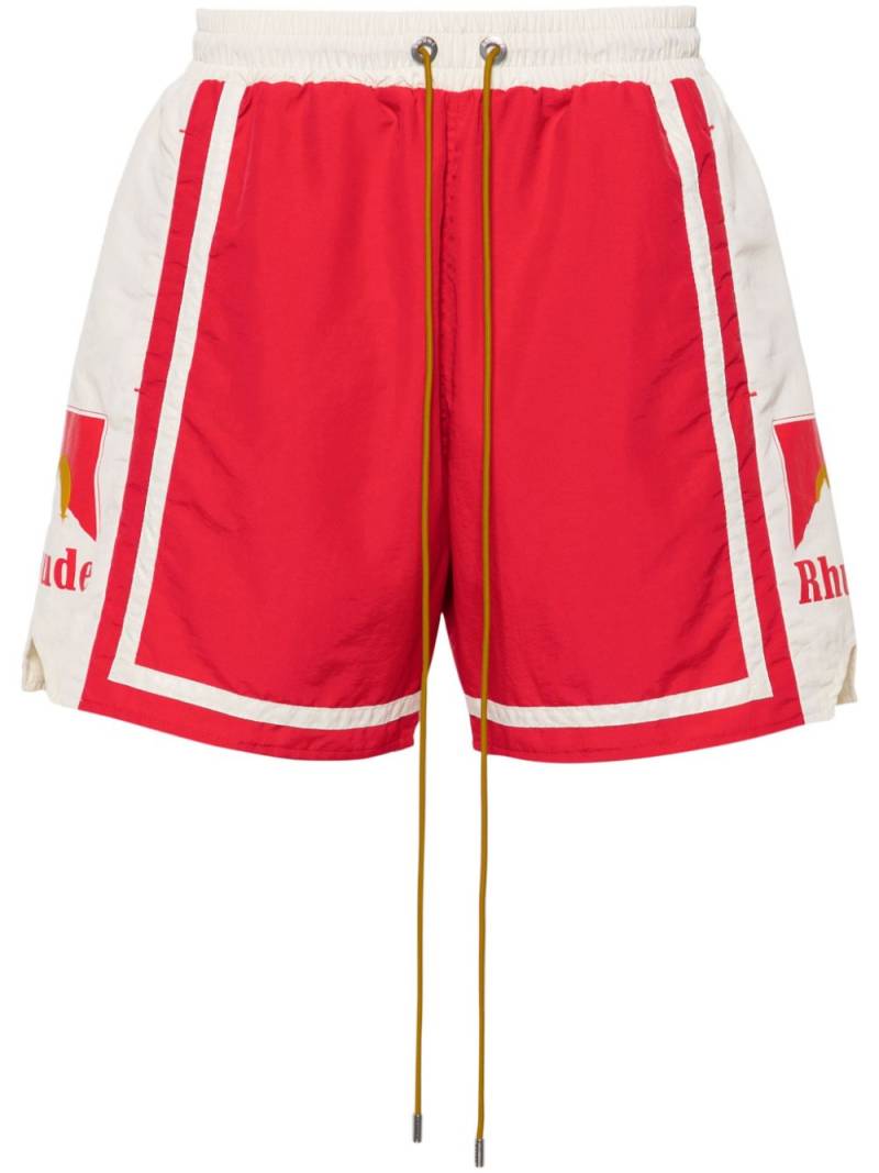 RHUDE Moonlight mid-rise track shorts - Red von RHUDE