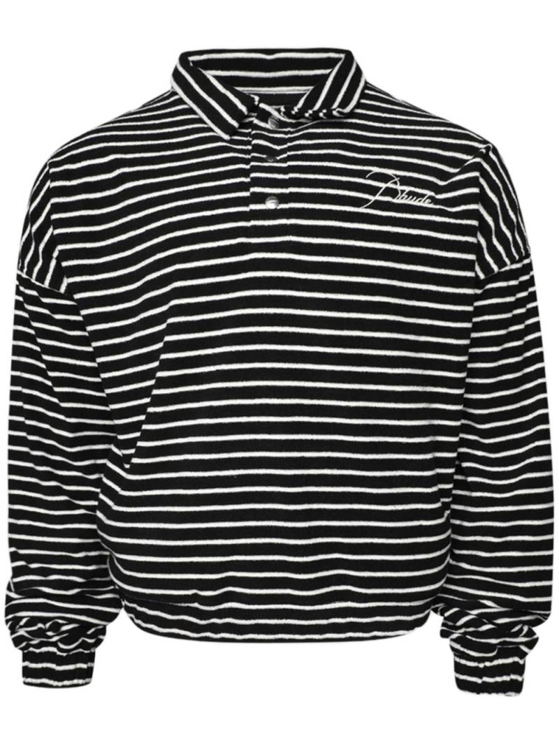 RHUDE Striped towelling-finish polo shirt - Black von RHUDE