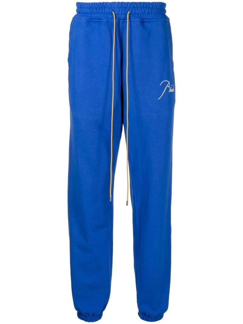 RHUDE Terry embroidered-logo track pants - Blue von RHUDE