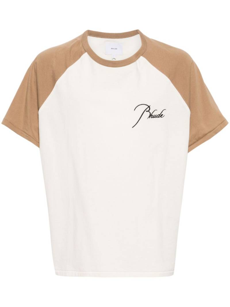 RHUDE colour-block cotton T-shirt - Neutrals von RHUDE