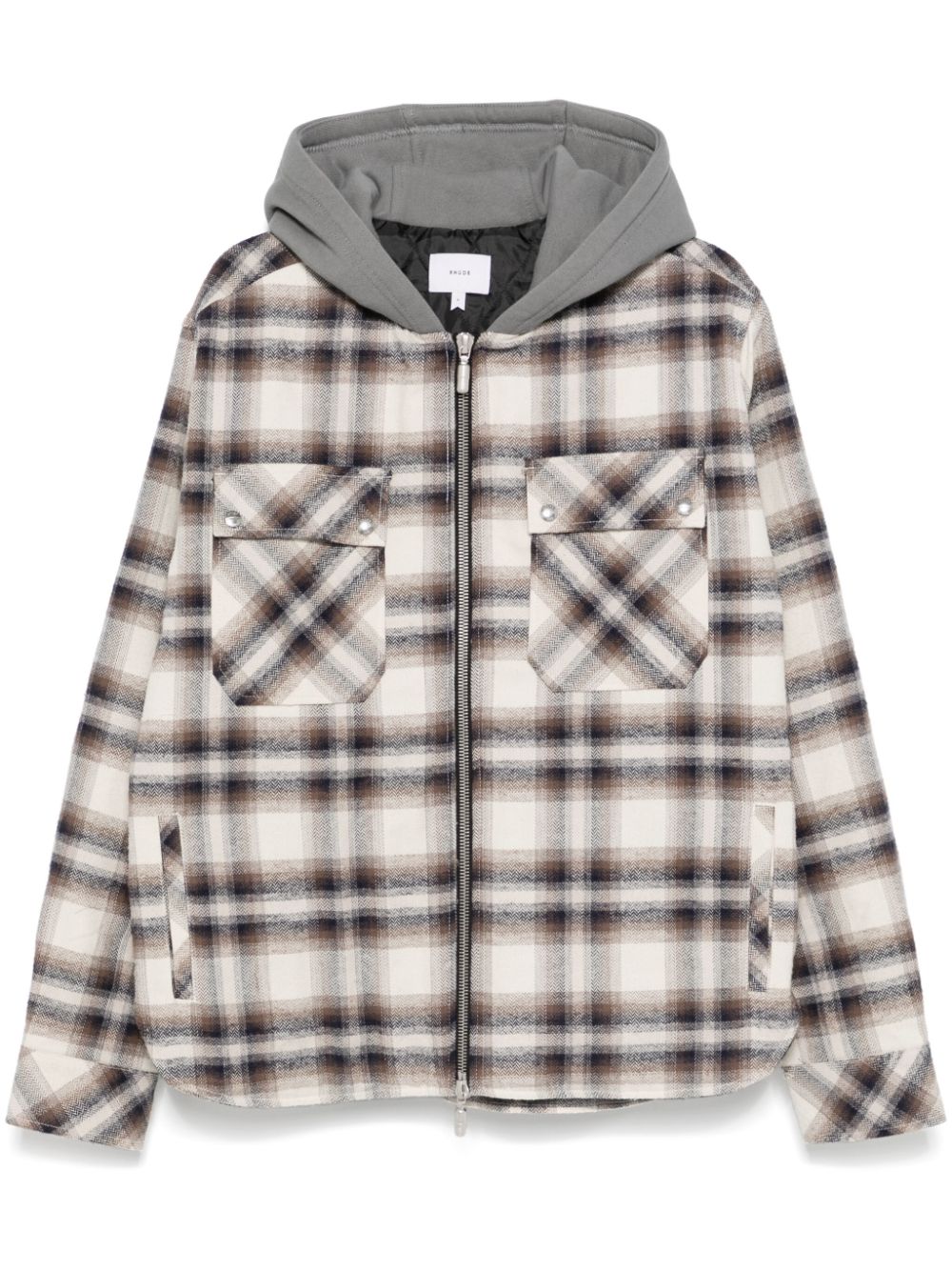 RHUDE hooded flannel jacket - Neutrals von RHUDE