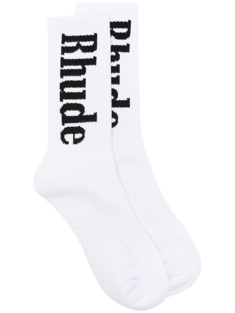 RHUDE logo-intarsia socks - White von RHUDE