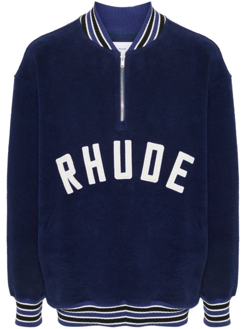 RHUDE logo-patch zipped sweatshirt - Blue von RHUDE