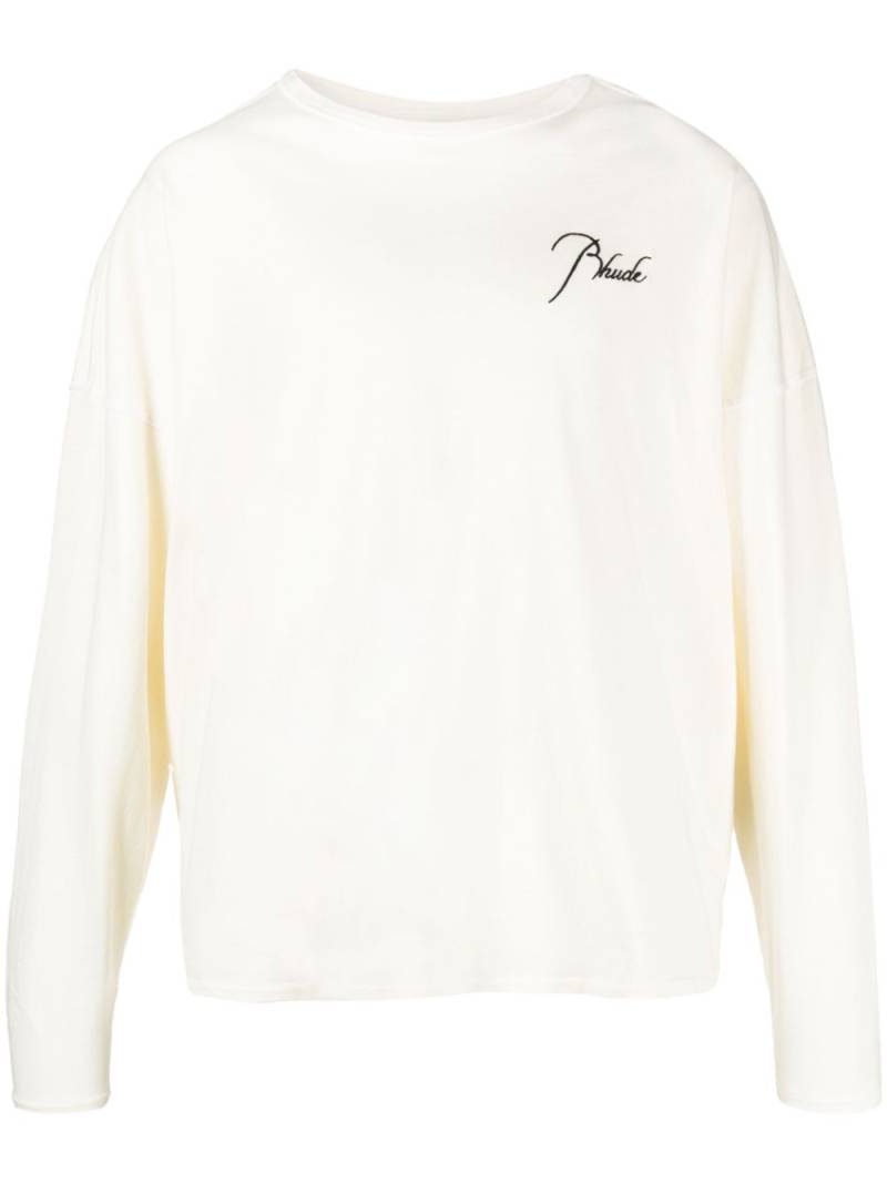 RHUDE logo-print long-sleeve cotton T-shirt - White von RHUDE