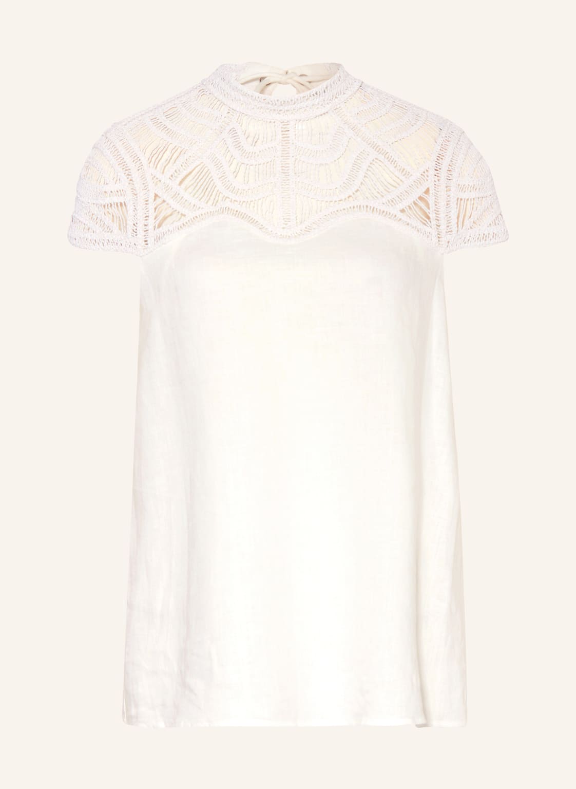 Riani Blusenshirt Aus Leinen Mit Spitze weiss Riani Blusenshirt Aus Leinen Mit Spitze weiss von RIANI