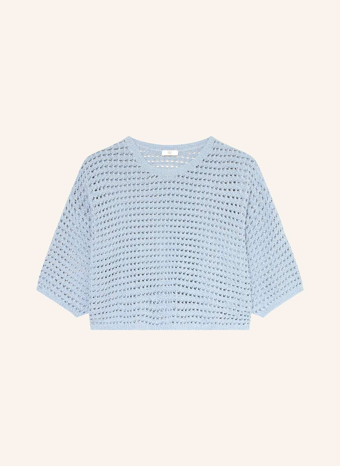 Riani Cropped-Strickshirt Mit 3/4-Arm Und Glitzergarn blau Riani Cropped-Strickshirt Mit 3/4-Arm Und Glitzergarn blau von RIANI